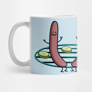 Funny sausages on the grill Mug